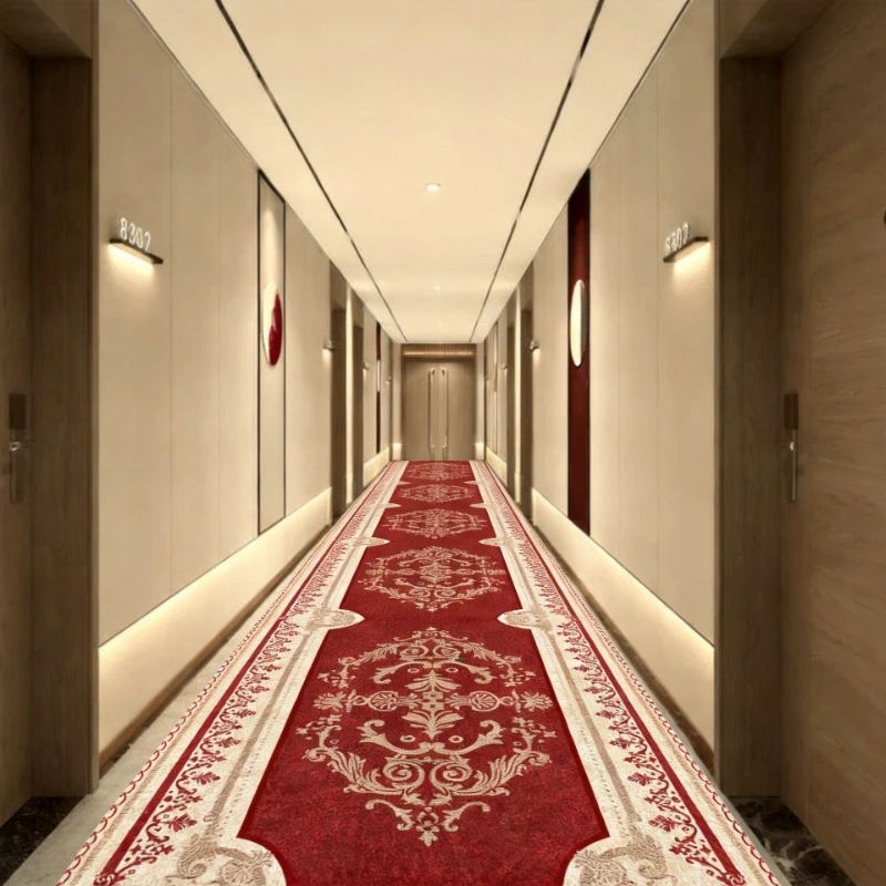 

European Luxury Long Corridor Carpet Living Room Decoration High-end Hallway Rug Hotel Aisle Non-slip Floor Mat Customizable
