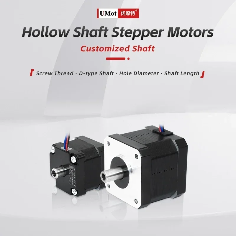 UMOT Mini Nema 8/11/14/15/17/23 Hollow Shaft Stepper Motor Cnc Double Hollow Shaft Step Motor Shaft Diameter 5/8mm Hole 3/4.2mm