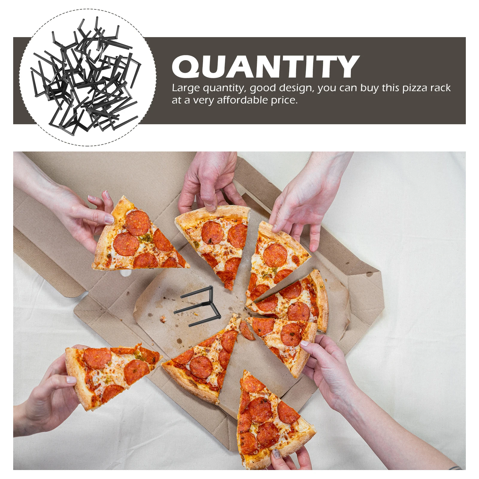 

200 Pcs Pizza Stand Black Plastic Tripod Rack Restaurant Catering Boxes Stackable Takeaway Support Frame Storage Tool