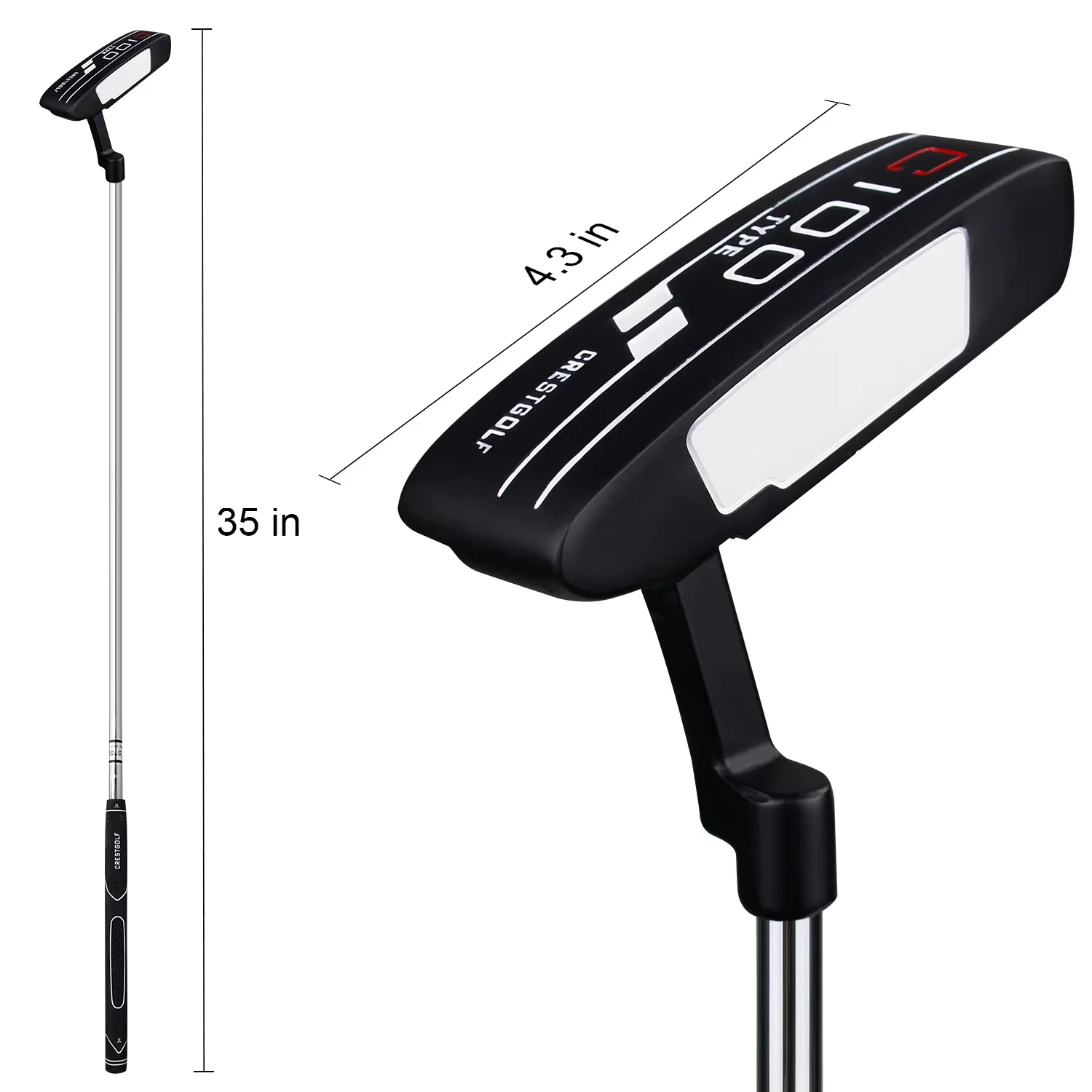 CRESTGOLF 35 Inches Golf Putter For Men Golf Blade Putter Insert Right Handed Golf Clubs