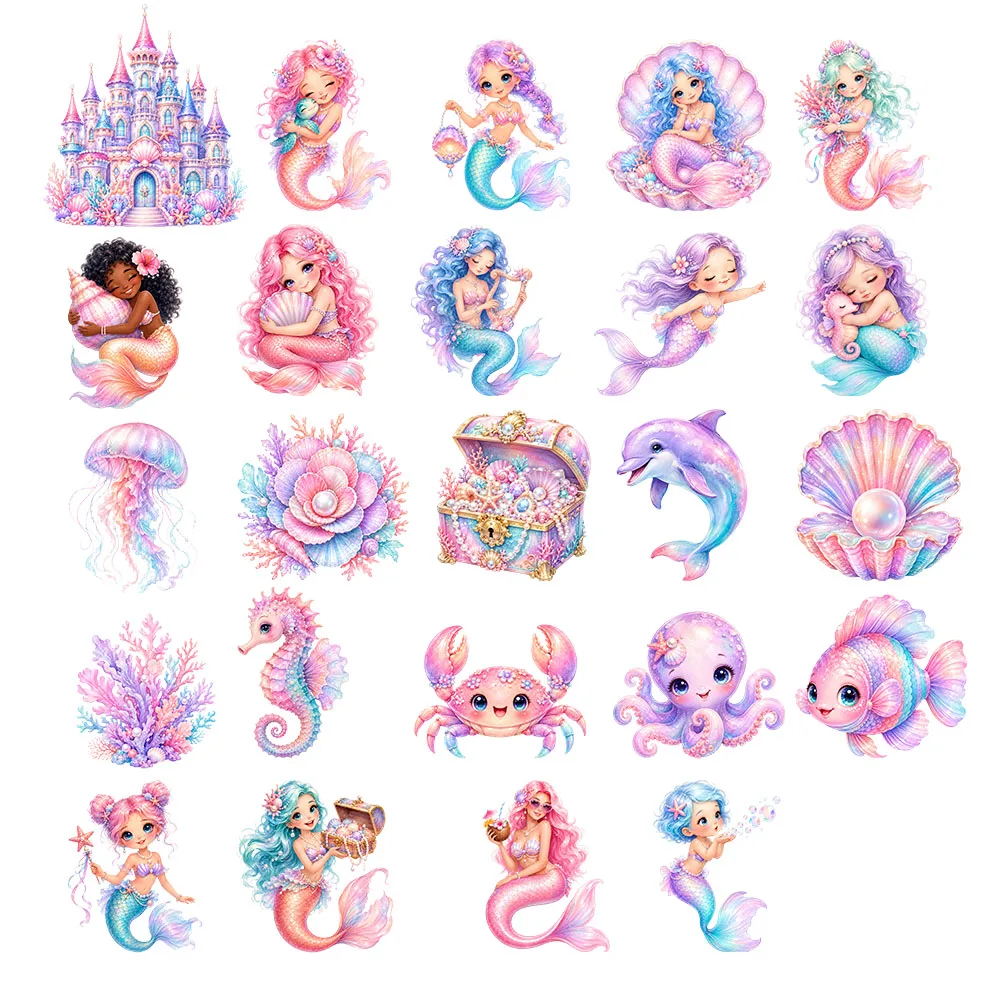 Cute Mermaid Pastel Sea Animals  Party Decor Cutouts Backdrop Baby Shower Props Birthday Party Stand Up Props Sign Yard