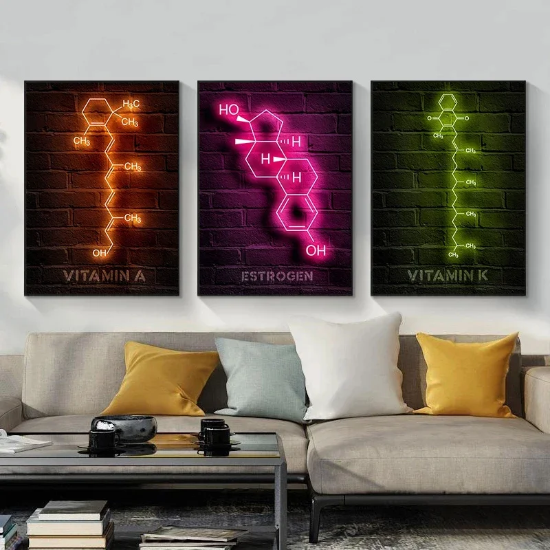 Modern Chemistry Neon Molecule Sign Psilocybin Xanax Thc Poster Hd Print Canvas Painting Wall Art Picture Living Room Home Decor