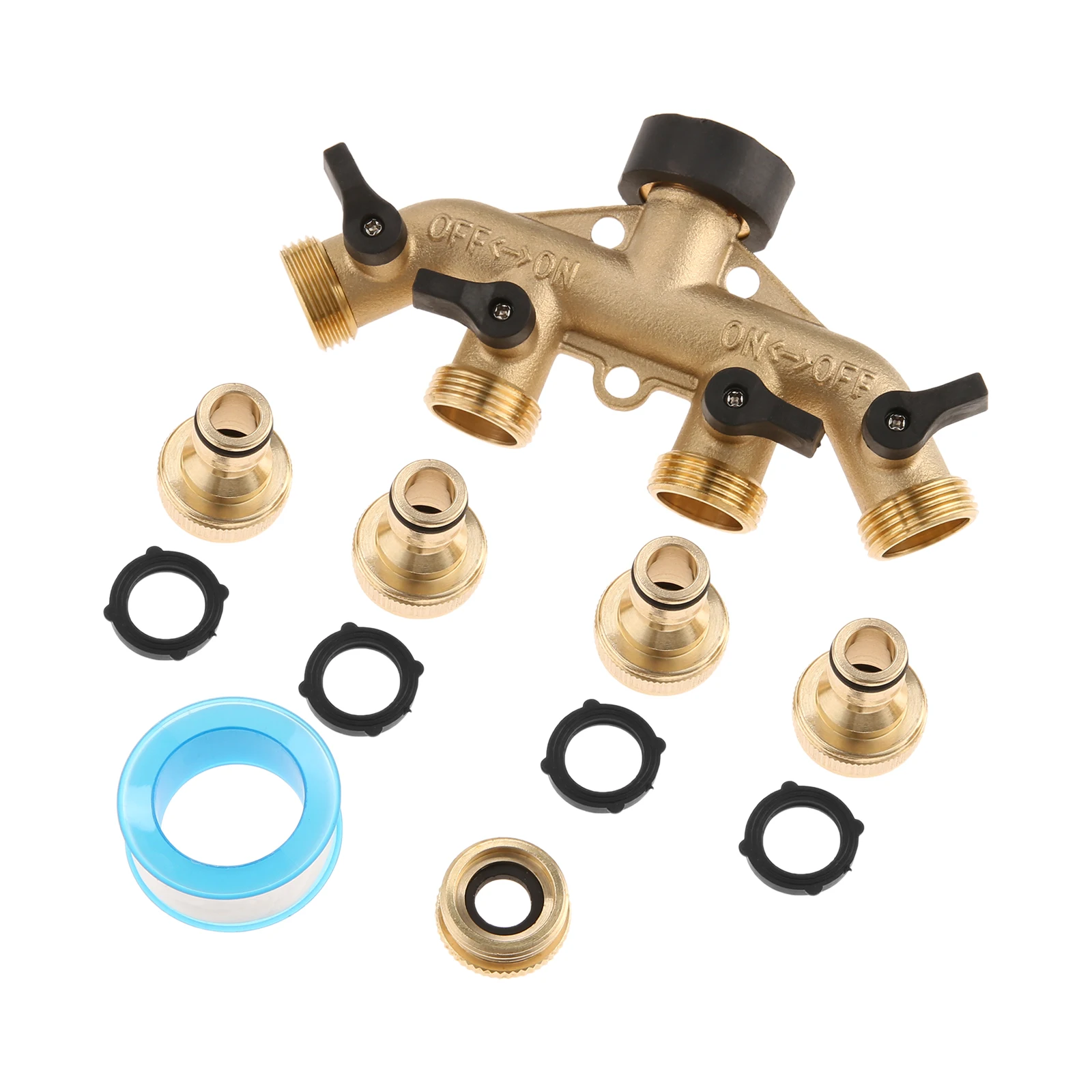 4-way Solid Brass 3/4