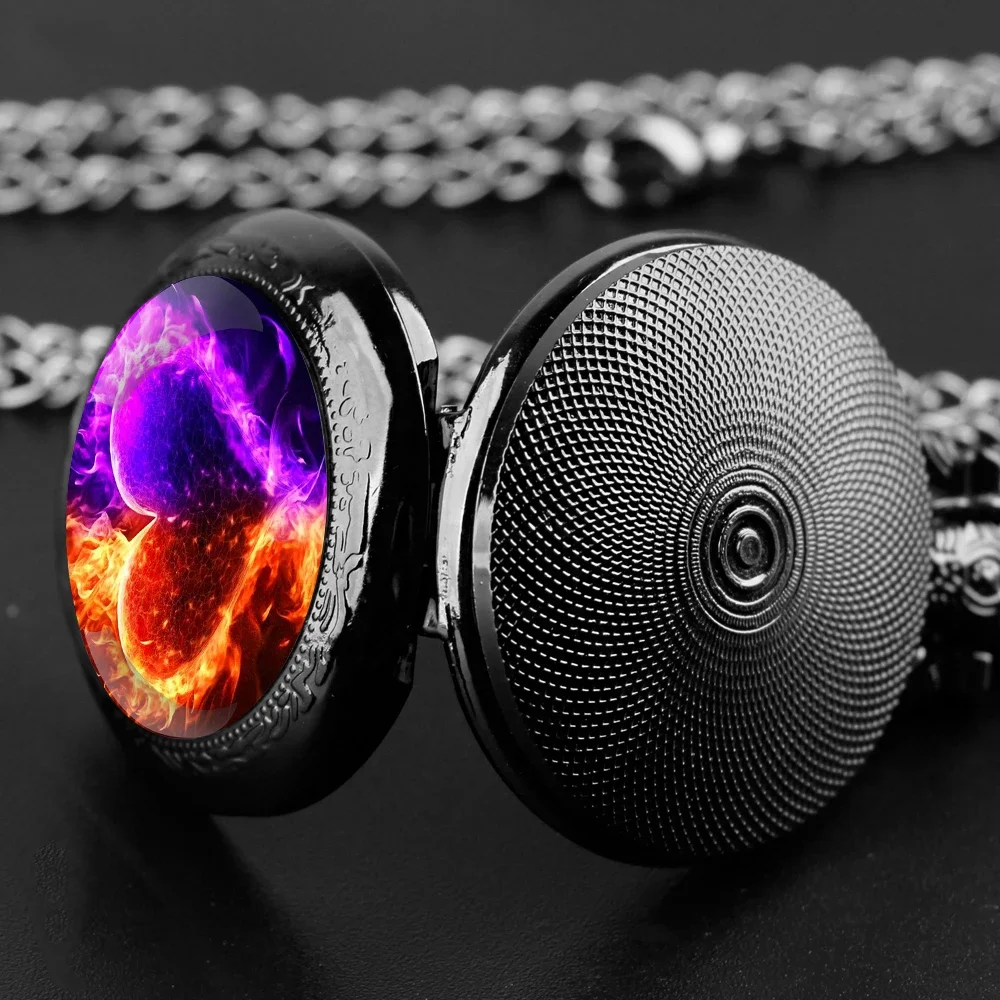 رائعة الأرجواني الأحمر الحب زجاج قبة كوارتز ساعة الجيب الأرقام العربية قلادة قلادة هدايا للنساء رجل مع سلسلة