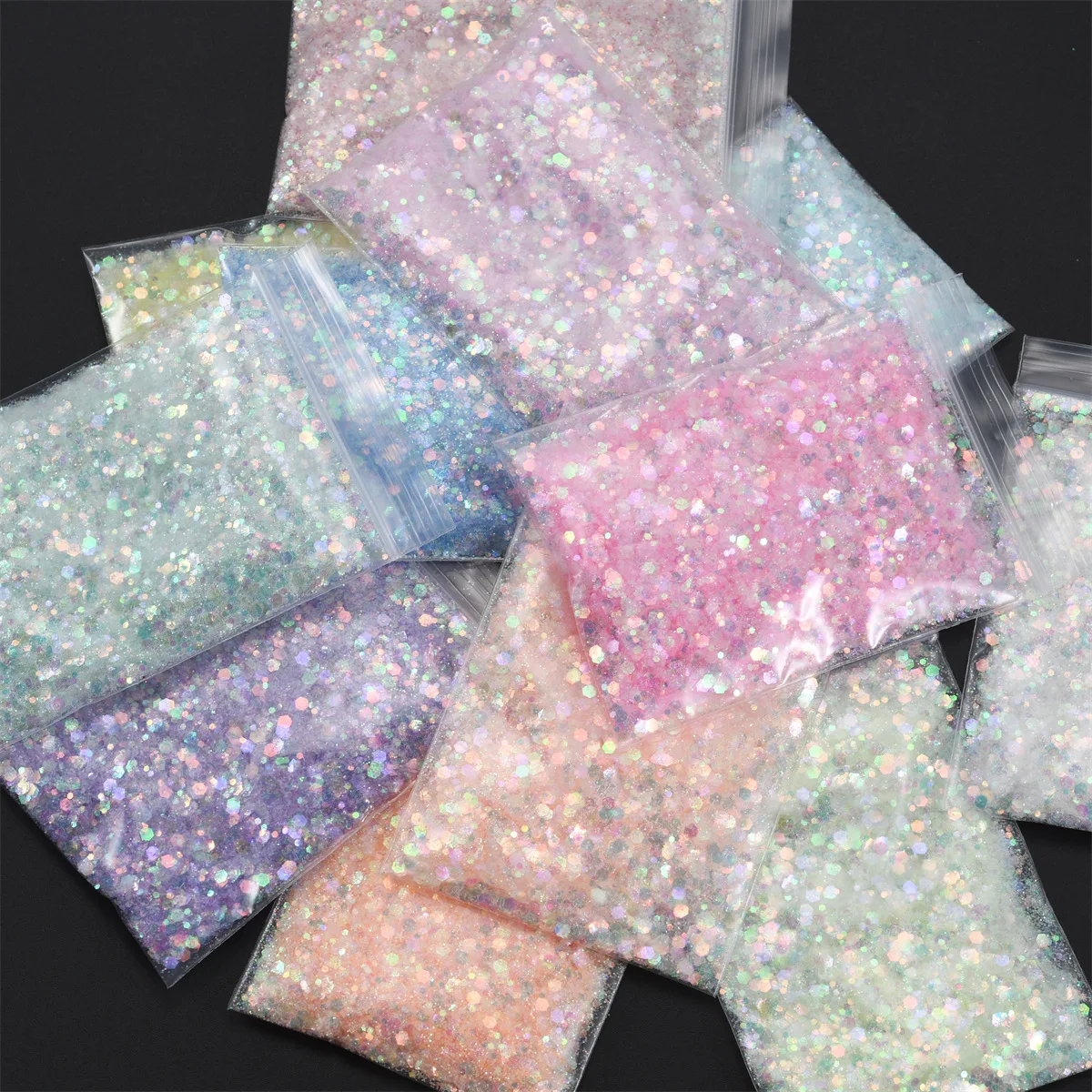 Mix Size Hexagon Nail Glitter Sequins Laser Holographic Chunky Manicure Glitter Holographic Chameleon Glitter Pigment 50/100gbag