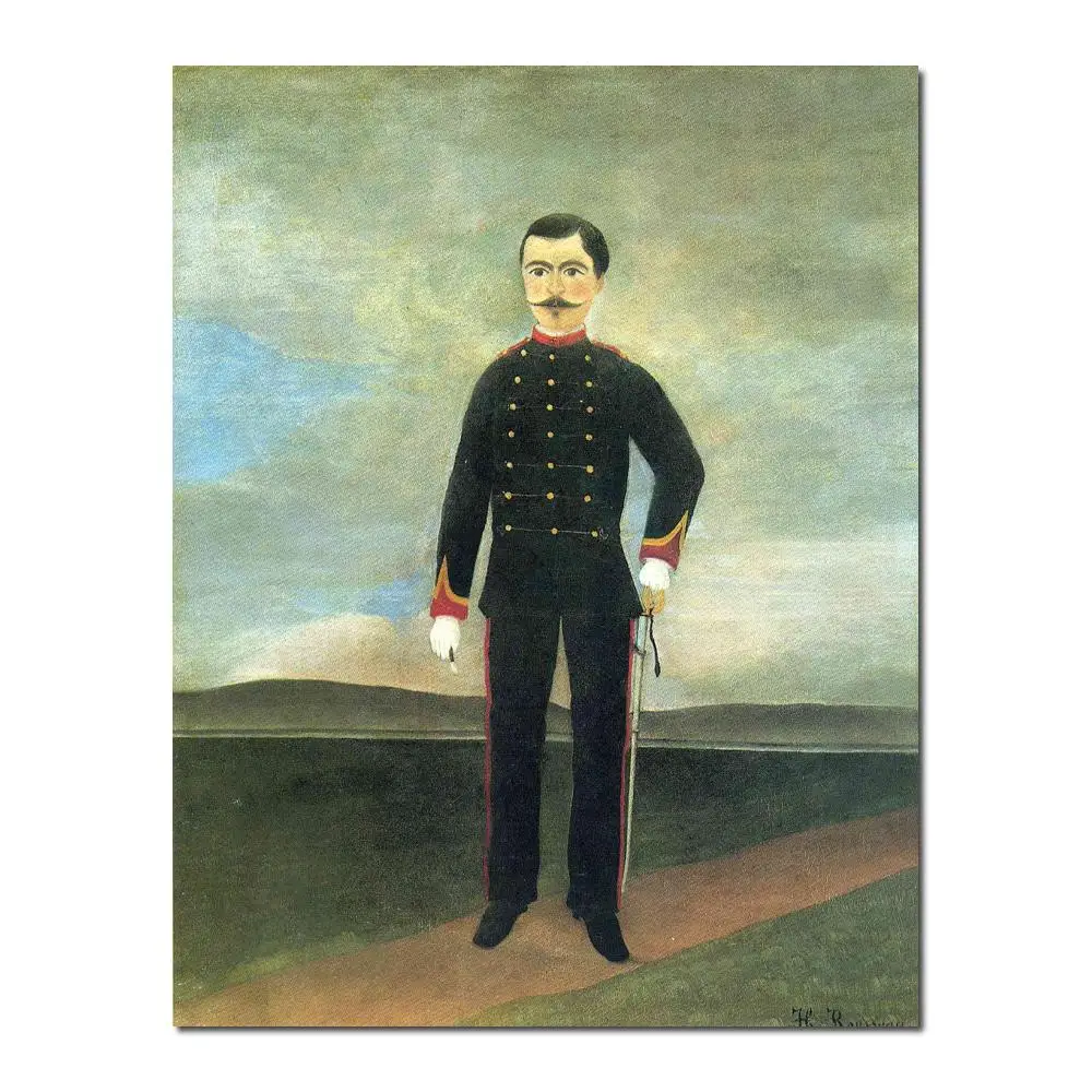 

Modern Painting abstract Portrait of Frumence Biche in Uniform by Henri Rousseau Canvas High quality Hand painted