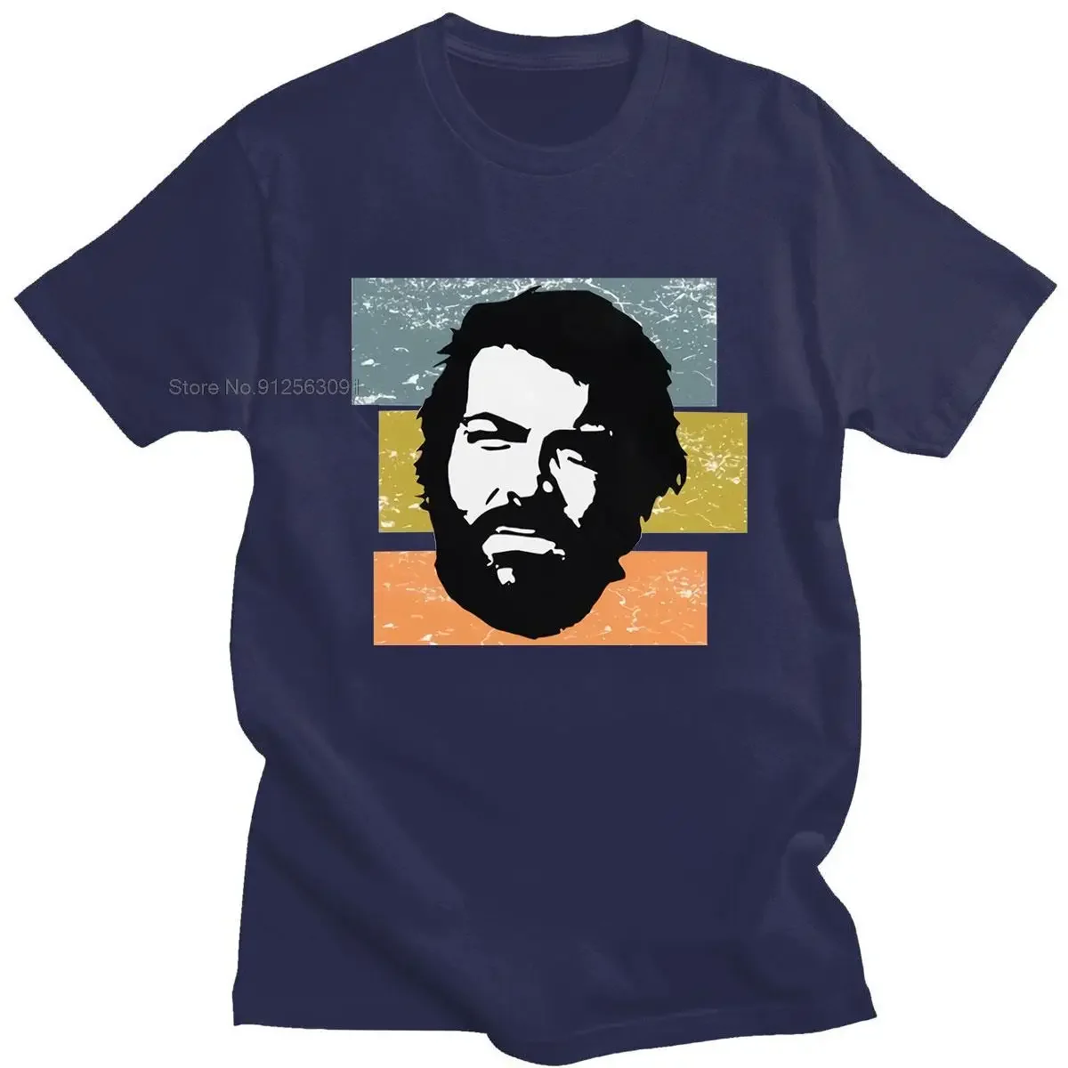 Hot Sale Handsome Mens Rerro Bud Spencer Short Sleeved O-neck Cotton Tshirt  Popular T-shirt Cotton Tshirts Trip T-shirts