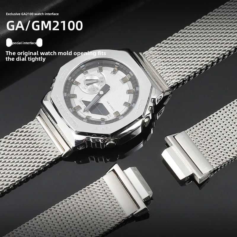 Correa de malla metálica Milan para reloj Casio G-SHOCK GM-2100 GA-2100 GA-2110 DW-5600 correa de reloj de acero inoxidable pulsera GA2100