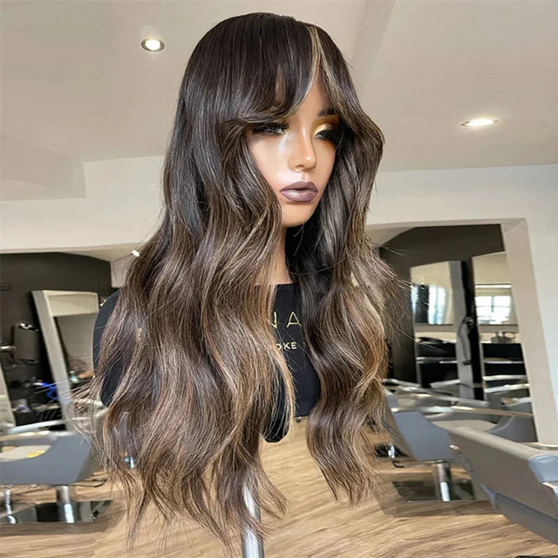 Ombre brązowy Body Wave 30 cali 5x5 jedwabna podstawa bezklejowa miękka żydowska peruka z włosami dziecka HD koronka europejskie włosy wstępnie zrywane