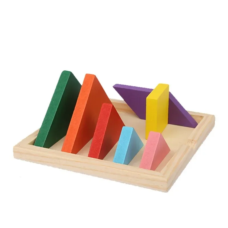 Montessori Wooden Toys 3D Jigsaw Puzzle Tangram Math Toys Baby Hand Grasp Board Shape Match Puzzle Educational Toys for Kids