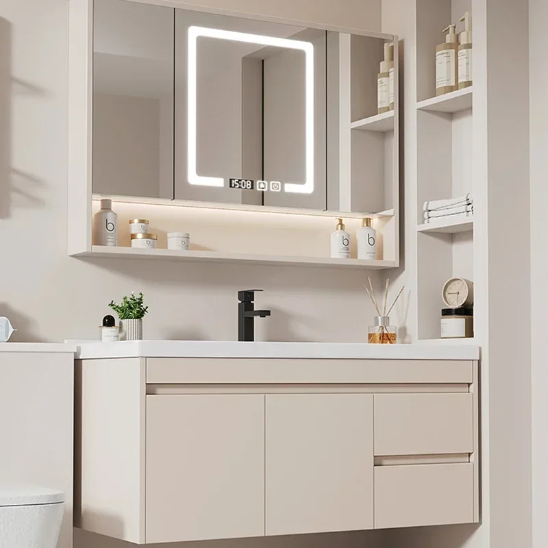 

Italian Design Bathroom Vanities Shelves Sink Modern Storage Bathroom Vanities Multifunction Home Furniture Spiegelkast LLBC
