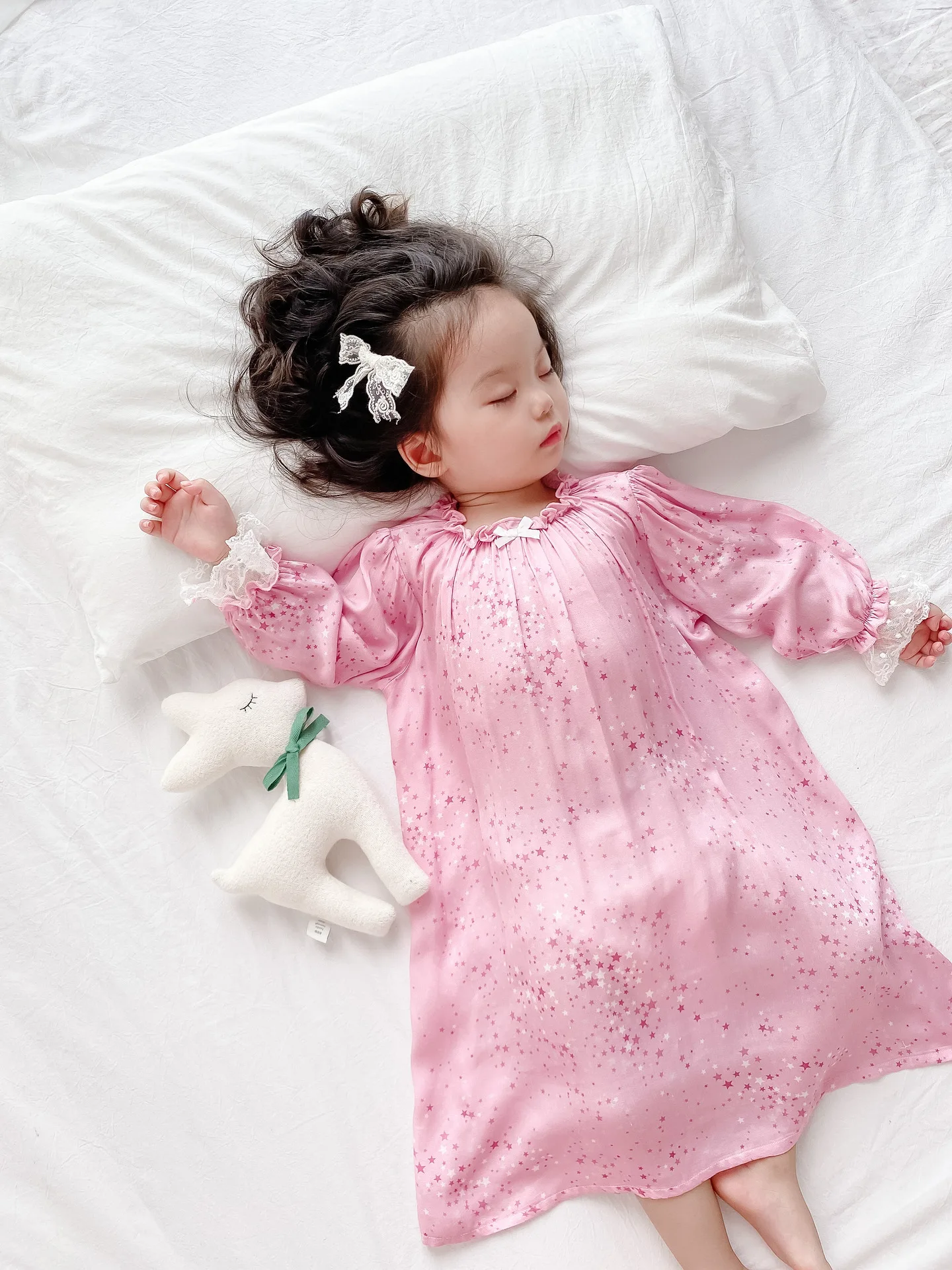 Baby Mädchen Kleidung Anzug 2024 Neue Sommer Rayon Satin Mode Lässig Weiche Einfache Set Lange ärmeln Nachthemd 2 stück Set