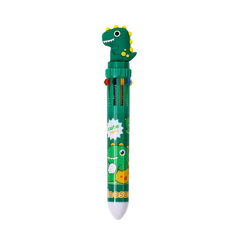 18Pcs/Lot Cartoon Dinosaur Ten Color Ballpoint Pens Student Cute Styling Multi Color Pen  Prize Creative Stationery - view 6