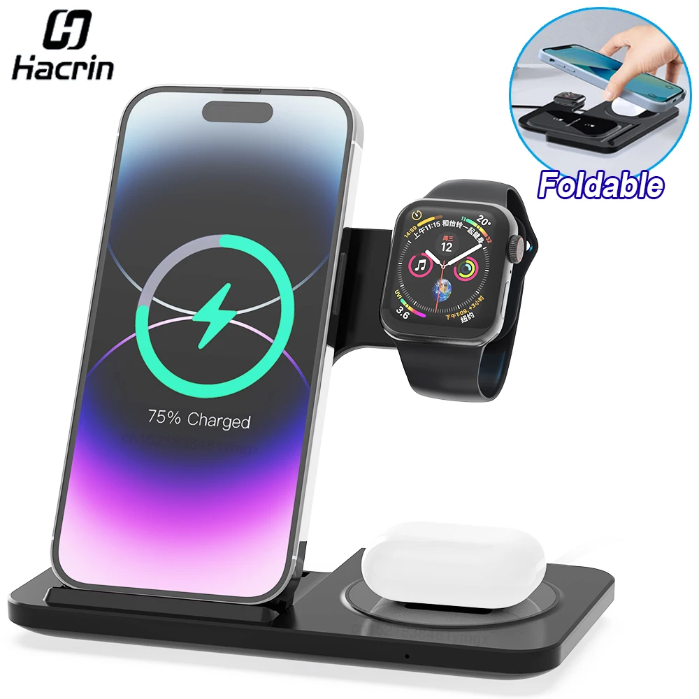 

3 in 1 Wireless Charger For iPhone Protable Foldable Charging Station For iPhone 12 13 14 15 Pro Max Fast Charger Station