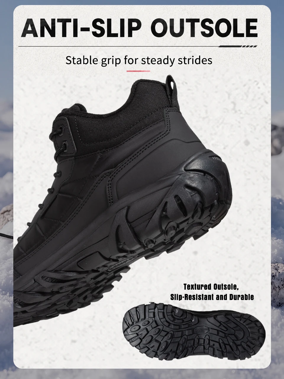 Baasploa Herren Winter-Wanderschuhe Wasserfeste Casual-Sneakers Komfort-Plüsch Warme Stiefel Herrenschuhe Rutschfest Verschleißfest – Detail 5