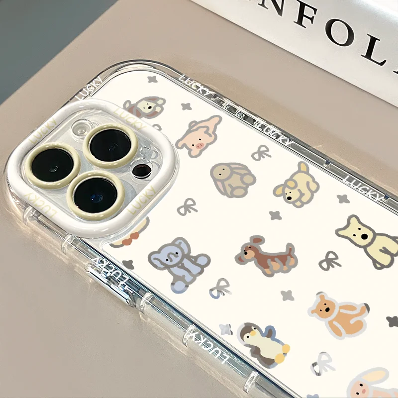 

Hollow small animal Hollow back mirror surface is suitable cream case oppo Apple 15 new iPhone16Pro/-11promax mobile phone case