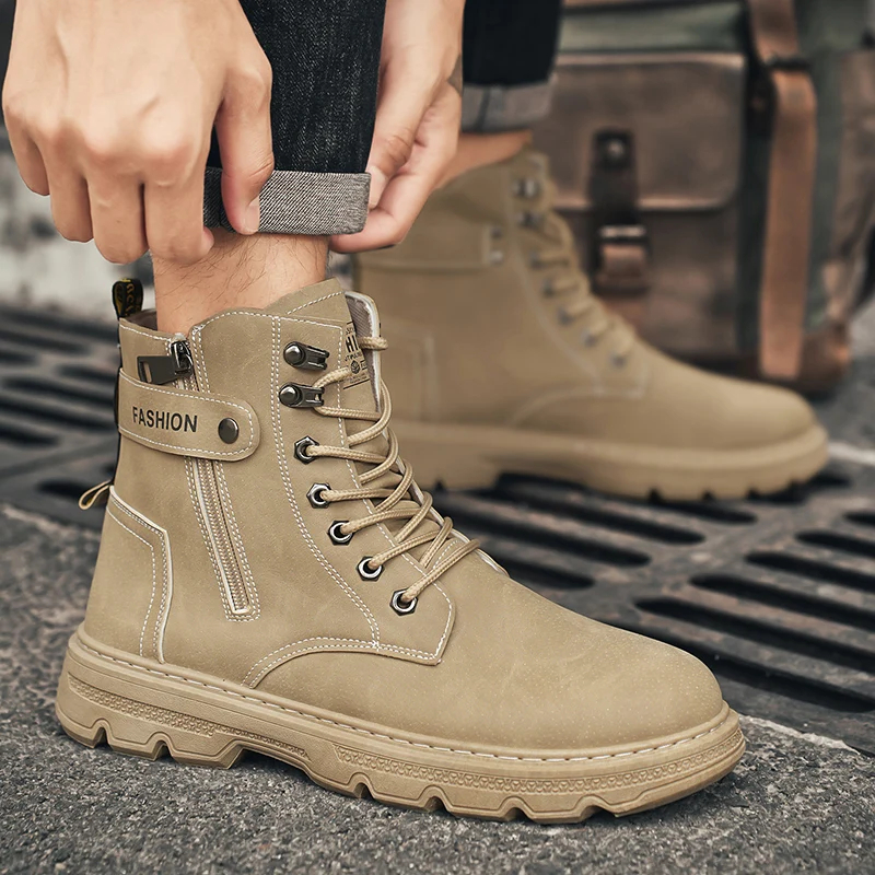 

Men's Boots Four Season Casual Comfortable Wear-resistant Outdoor Casual Shoes High Top Boots Versatile Work Shoes Zapatillas