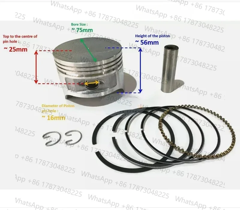 KIT de pistón generador EY28 RGX3500, 75MM, para ROBIN W128 Wisconsin 5/7.5HP 4T, conjunto de cilindro de motor, piezas KOLBEN 252-23503-07
