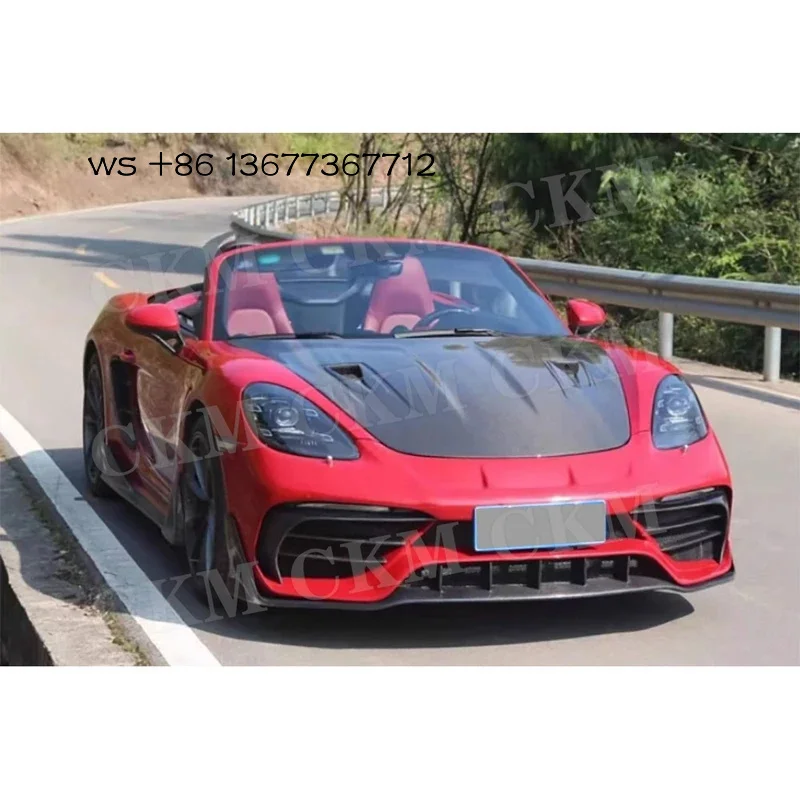 

718 981 911 Boxster Real Carbon Fiber Car Front Engine Hood Bumper Bonnet Vent Cover FRP Body Kits Accessories