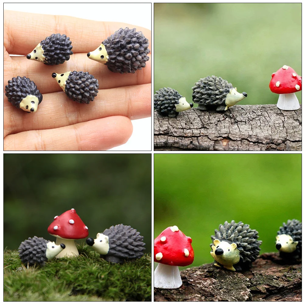 20 Pcs Hedgehog Ornament Potted Plants Decorations DIY Bonsai Miniature Landscape Accessory Resin Figurines Pots for