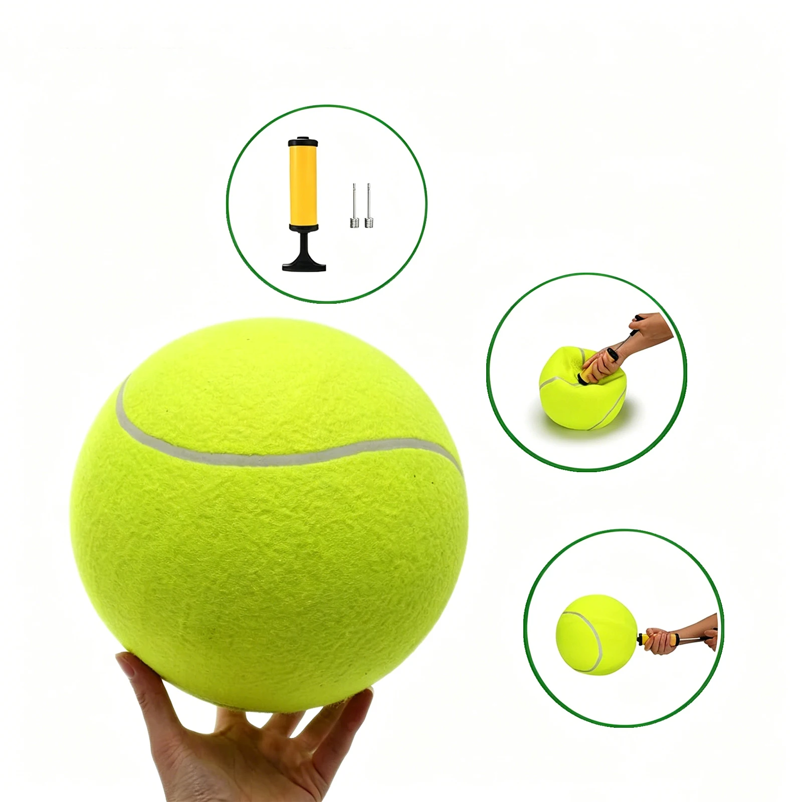 

9.5" Giant Tennis Ball for Dogs Durable Rubber Dog Ball for Fetch, Beach, Pool, Interactive Dog Toy with Inflation Pump