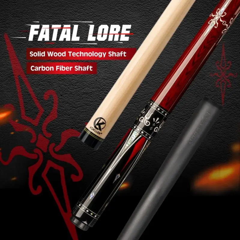 KONLLEN Pool Cue with Carbon Fiber Shaft Real Inlay Cue Stick With Extension for Billiard cue stick kit