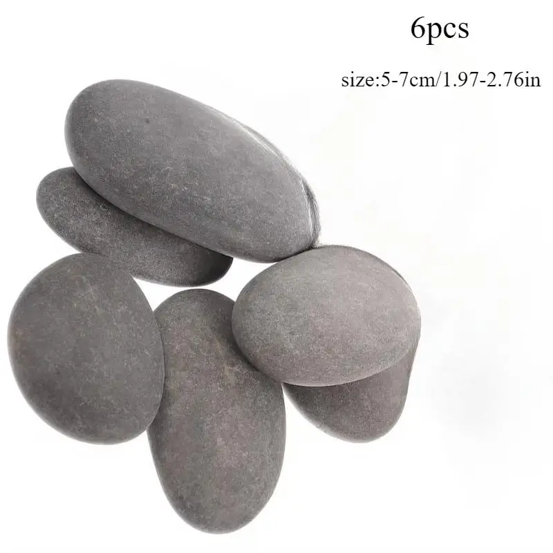 2026 New Kids DIY Hand‑Painting Craft Stones 6Pc Natural Flat Pebbles Smooth River Rocks Garden Home Vase Fillers Decor Supplies