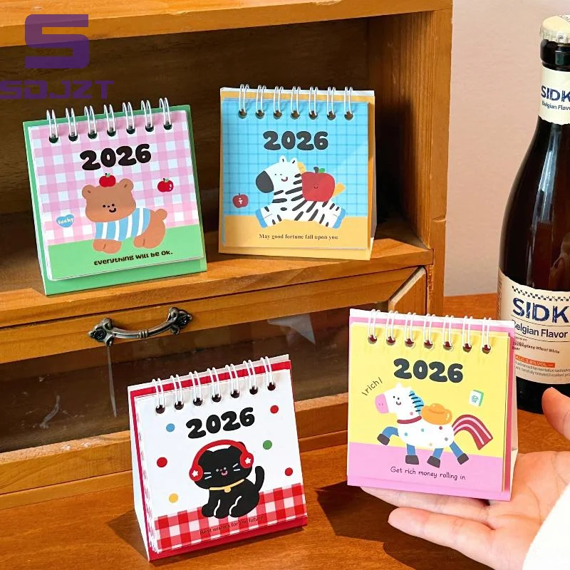 1 Stücke Cartoon Tragbare Spule Monatskalender Planer 2026 Pferd Jahr Mini Schreibtischkalender Büro Und Wohnkultur Neujahrsgeschenk