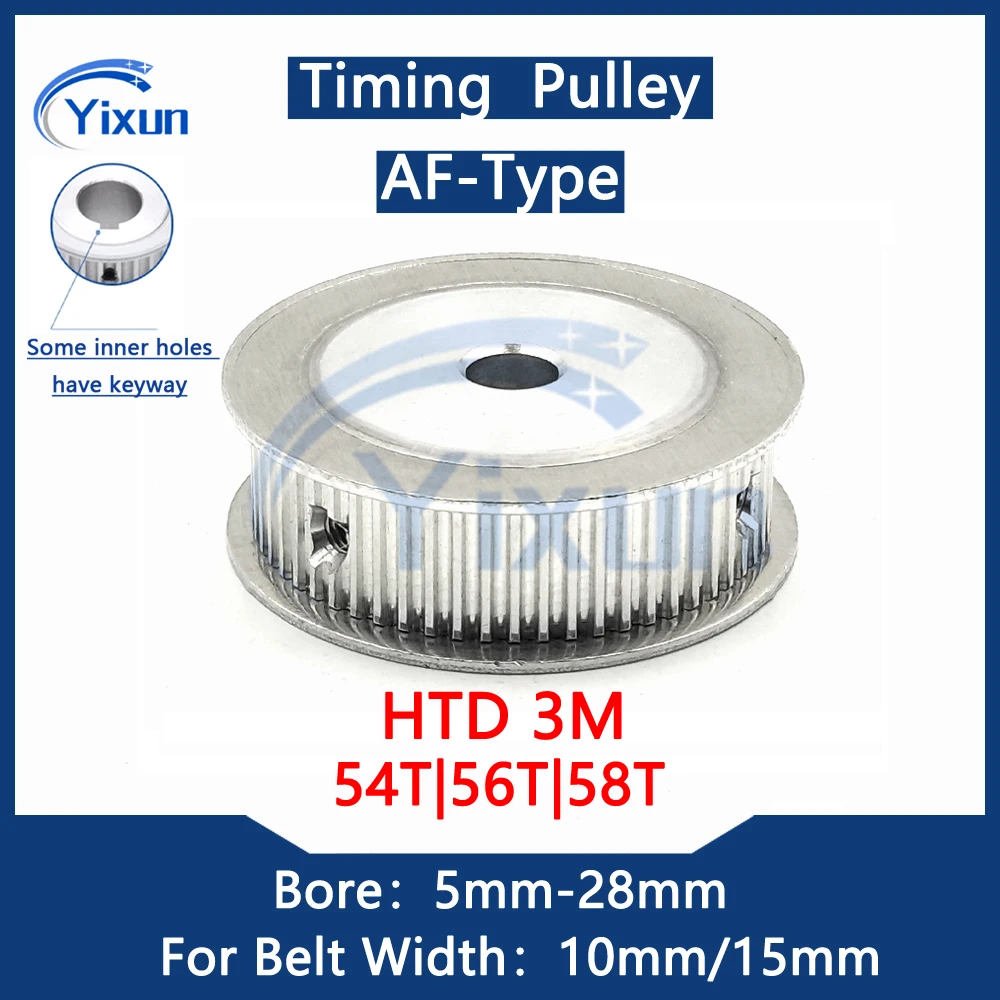 

HTD 3M Timing Pulley 54T 56T 58 Teeth Keyway Bore 5mm-28mm For Belt Width 10/15mm 3M Synchronous Wheel Pitch 3mm 3M 56Teeth Gear