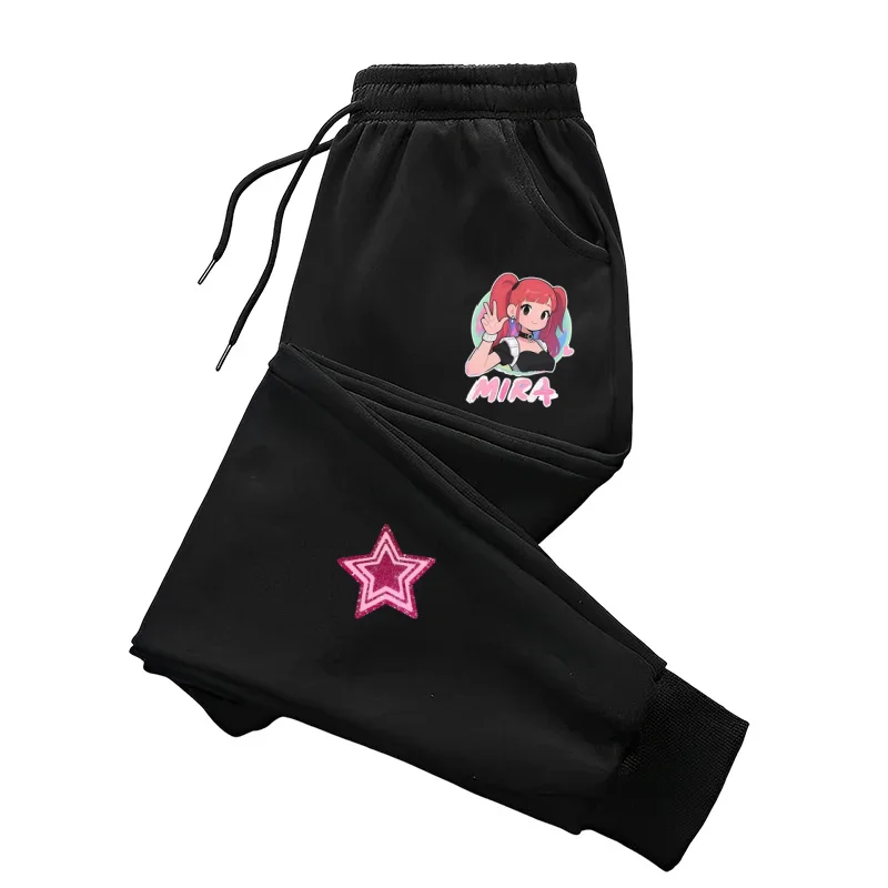 Casual Drawstring Waist Jogger Pants With Star & Cartoon Print, Loose Fit Sweatpants For Women