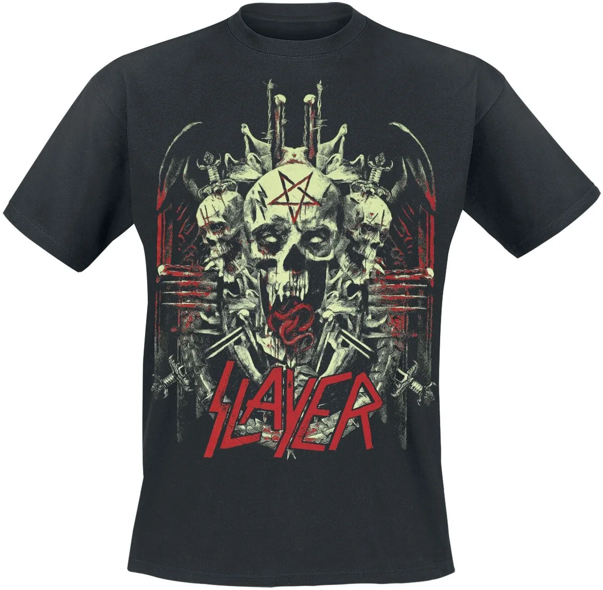 Slayer Serpent Skull Print T-shirt Men Women Thrash Metal Casual Streetwear Tee