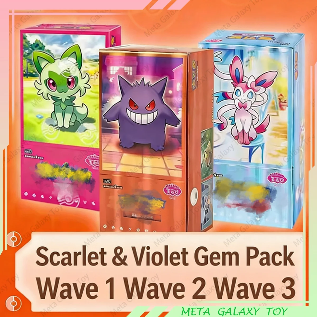 Confezione di gemme originali 3 Vol 1 e carte sigillate Scarlet e Violet Eevee Vol.3 Carte collezionabili Borsa cinese PTCG Scatola Collezione di giocattoli Regalo