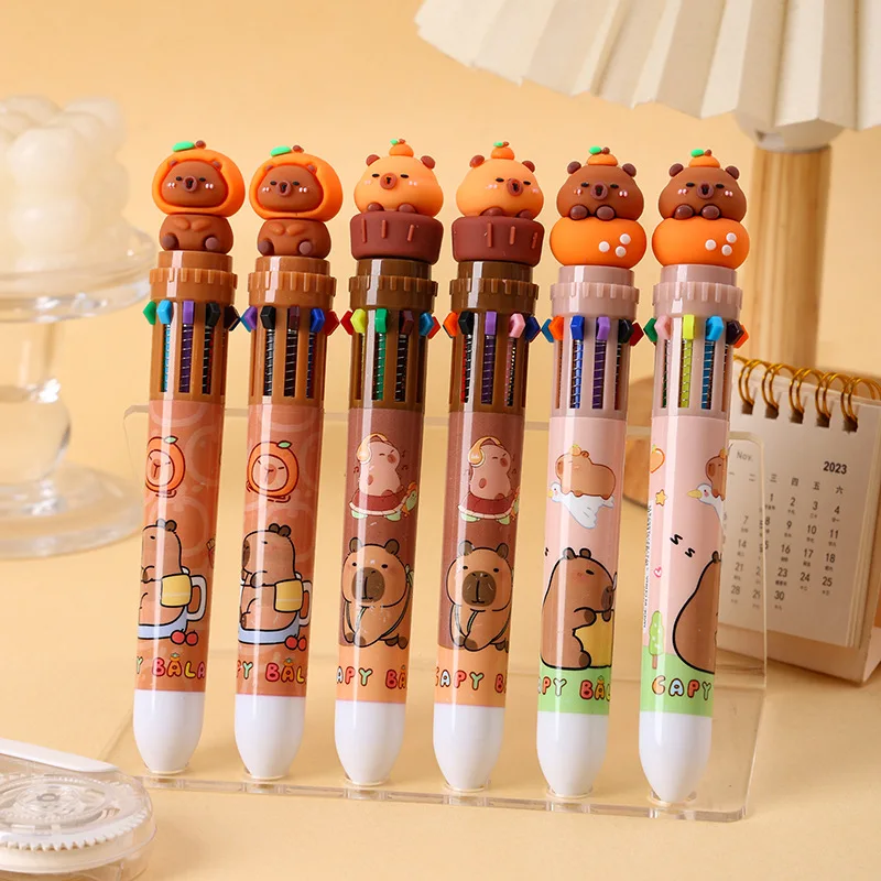 

Capybara 36pcs Ballpoint Pen Cartoon Set 10 Colors 0.7mm Cute Capybara Modeling Hand Held Pen Learning Office Gifts Stationery