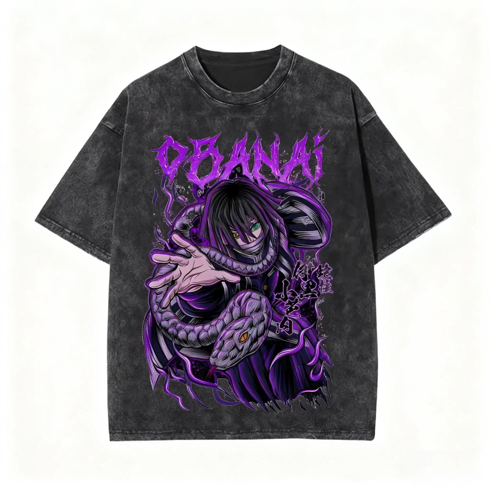Streetwear Demon Slayer Vintage Washed Graphic T Shirt Men Women Cotton Short Sleeve Anime Graphic Tee Casual Tops Y2k Clothes view 5