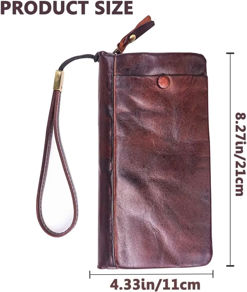 NEW Arrival Cowhide men's handmade wallet retro multifunctional long wallet zipper coin key multi card slot card bag