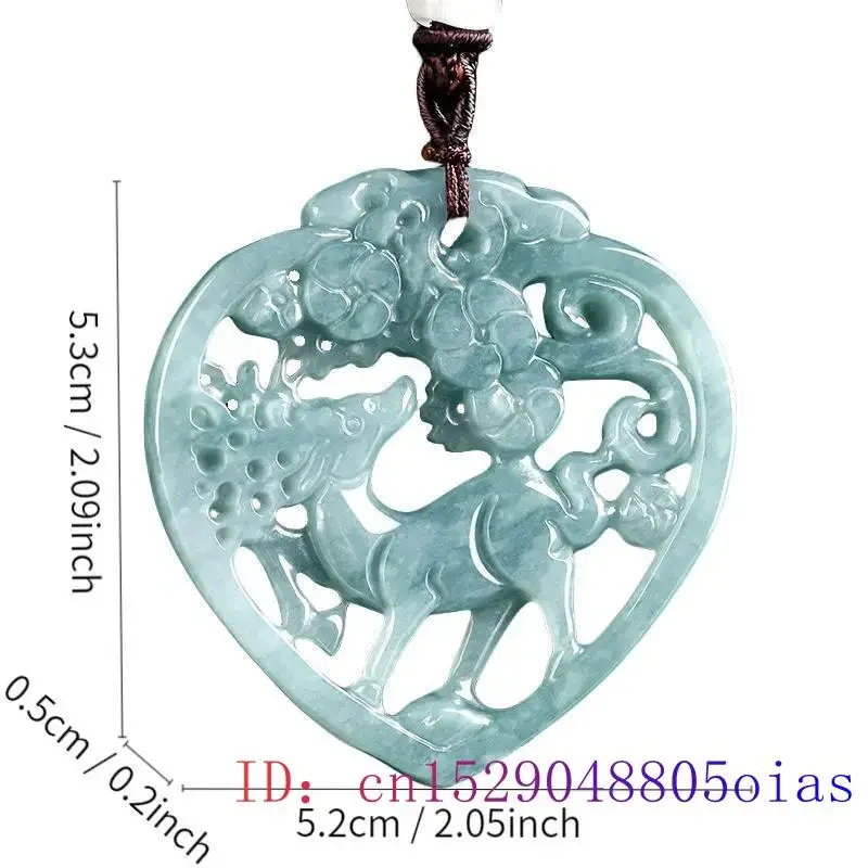 Imagem -03 - Burmese Jadeite Deer Pendant Acessórios Talismãs de Jade Azul Jóias Vintage Natural Presentes para Mulheres Pedras Preciosas