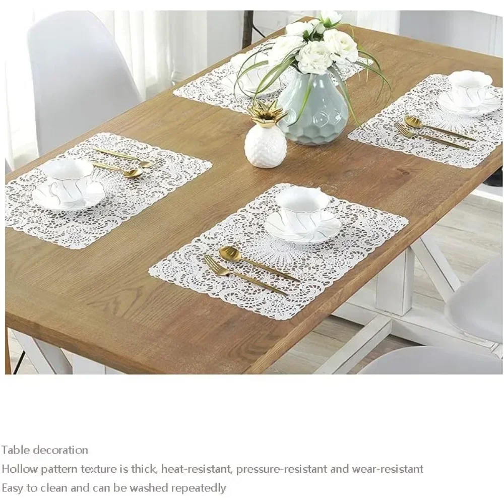 الجدول مكان حصيرة خمر وسادة الطعام الدانتيل والتطريز الأبيض لعشاء الجدول كوستر شرب فنجان شاي تحديد الموقع حفل زفاف #4