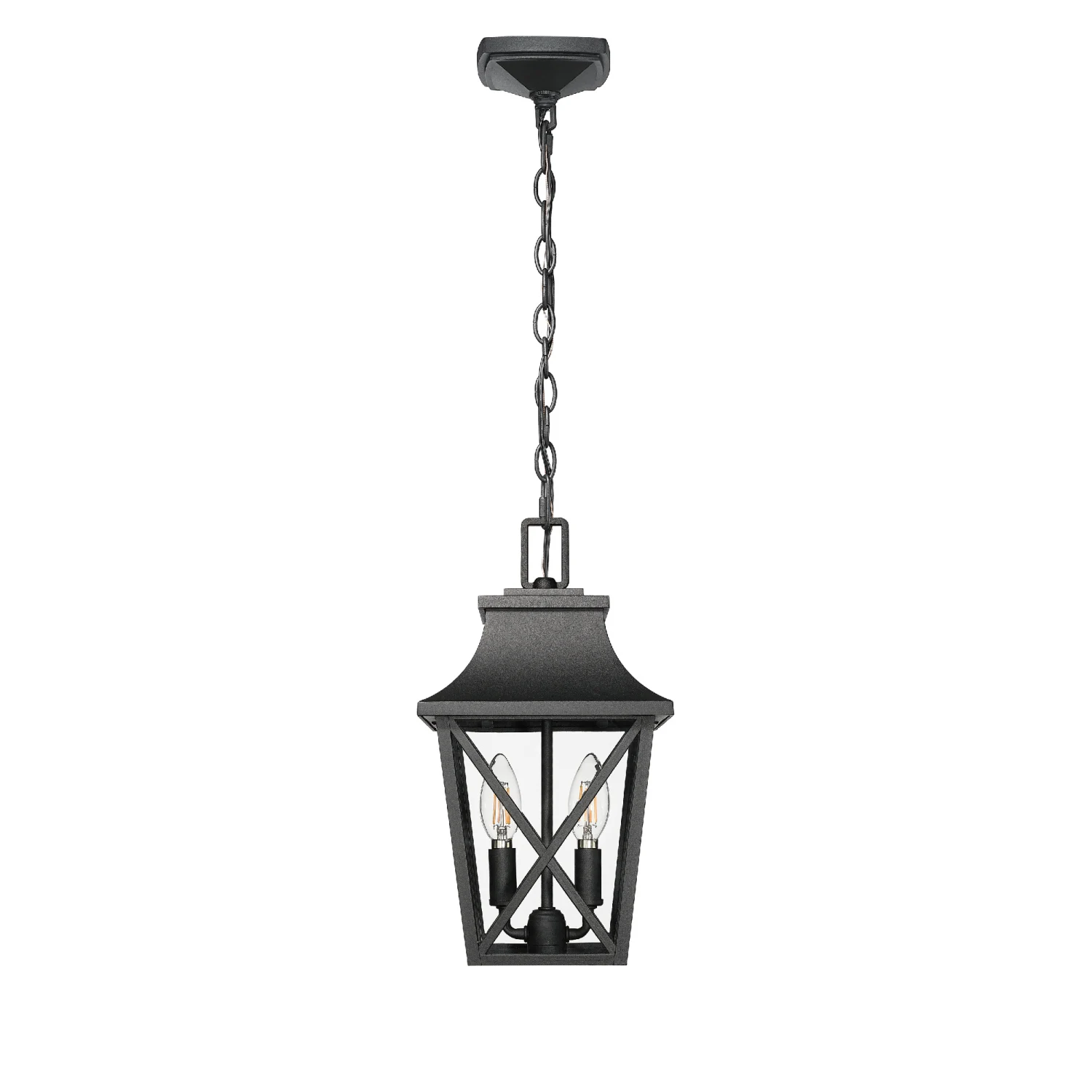 

Outdoor Pendant Light Fixture, Black Farmhouse Outdoor Pendant Lights for Porch with Clear Glass, Modern Rectangular Exterior Ha