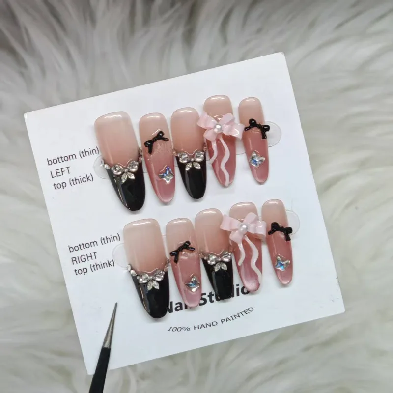 

10 Шт Блестящие Дробленые Бриллианты Кошачий Глаз Ручной Работы Пресс На Ногтях Лесной Эльф Бабочка Французский Ложные Ногти Съемный Многоразовые