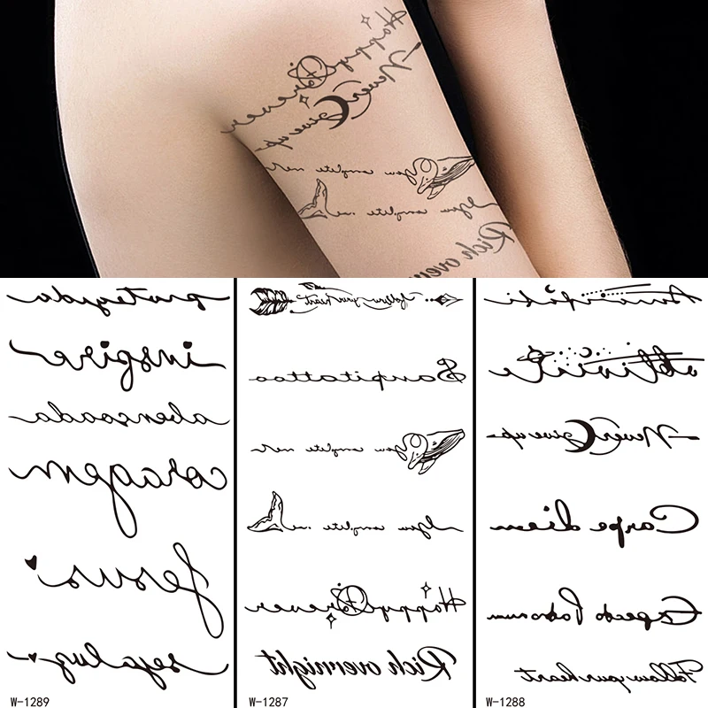 ملصق وشم مؤقت صغير أسود حرف فراشة قلب مقاوم للماء ملصق وشم للنساء ملصقات وشم مزيفة على شكل فن الجسم #2