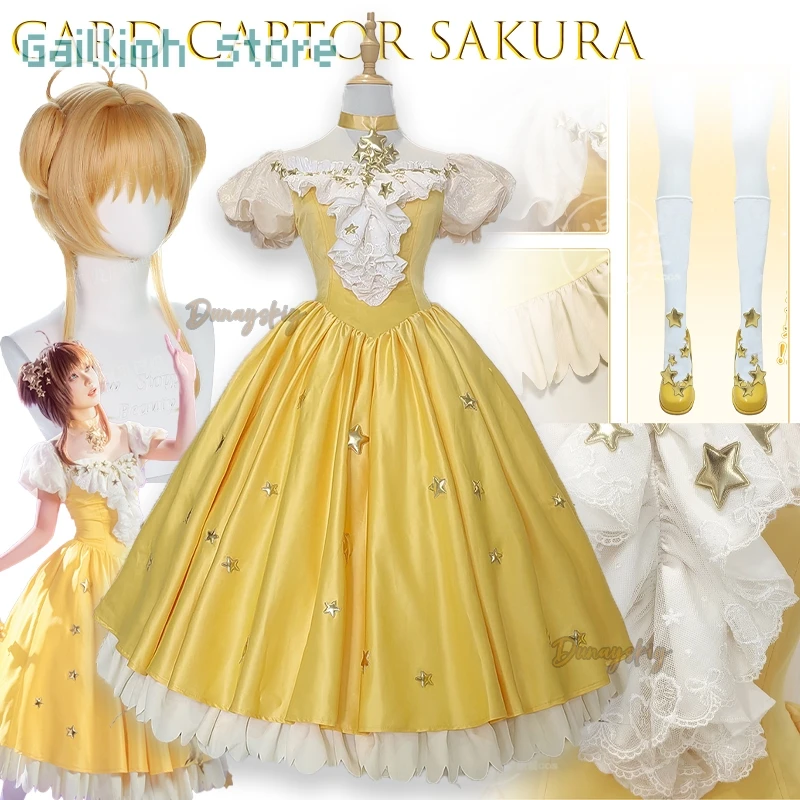 

Card Captor Sakura Sakura Kinomoto Starry Dress Stage 코스프레 의상 Costume Full Set Dress For Women Girls Halloween Lolita Dress