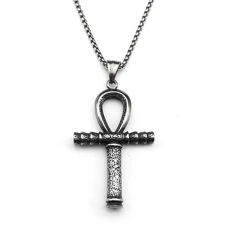 Auge des Ra Horus Ankh Kreuz Anhänger Halsketten für Frauen Männer Edelstahl Silber Farbe Mythologie Ägyptische Augen Symbol Schmuck – Detail 6