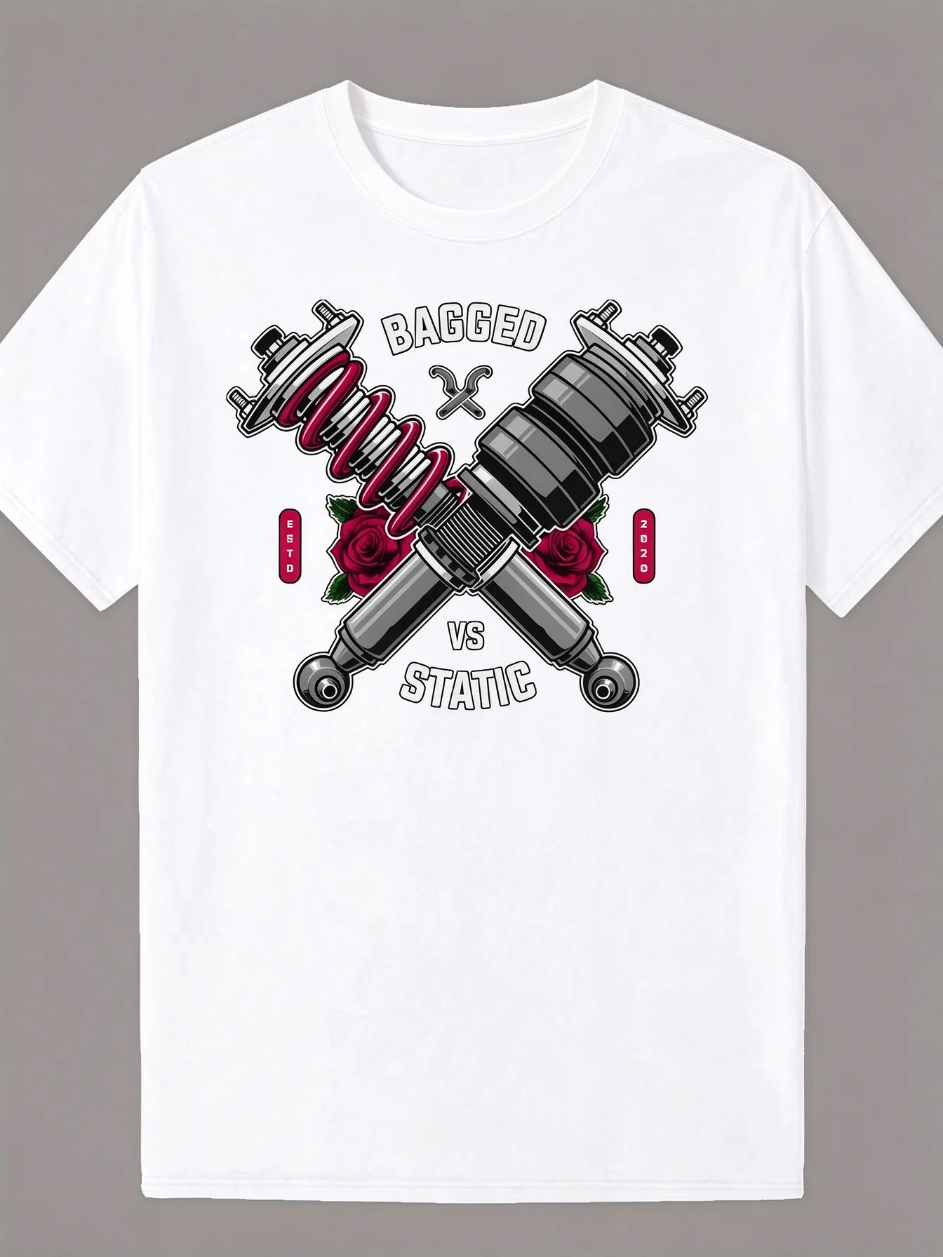 2026 New JDM Family Matching Oversized Unisex T Shirt Bagged Vs Static Coilover Air Suspension Chest Graphic Tee Cotton Top