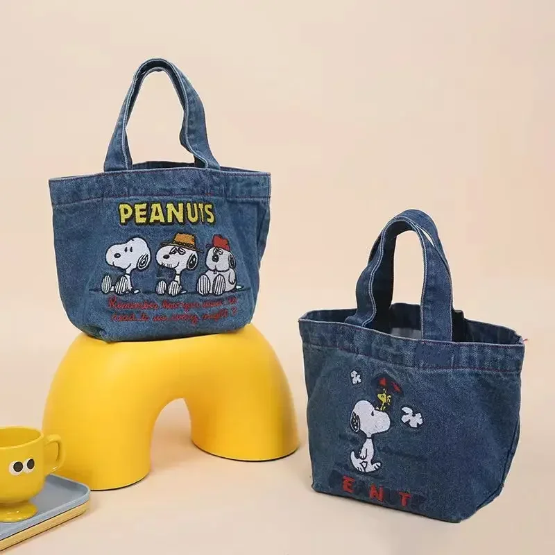 Kawaii Snoopy Handbags Fashion Women Portable Lightweight Zipper Bag Cute Cartoon Vintage Female Bento Bags Shopping Purse