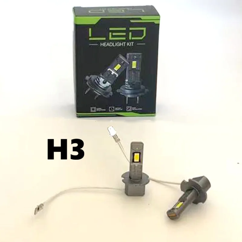 

H3 Светодиодная лампа для фар Противотуманная фара Размер 1:1, репликация Plug And Play Высокая мощность Ультра яркий автомобильный свет 12 В 120 Вт 12000LM 2 шт.