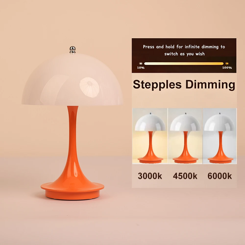 Lampe de Table champignon à gradation de 3 couleurs, Rechargeable par USB, tactile, températures réglables, décoration de salle de noël pour la maison, lampes de bureau