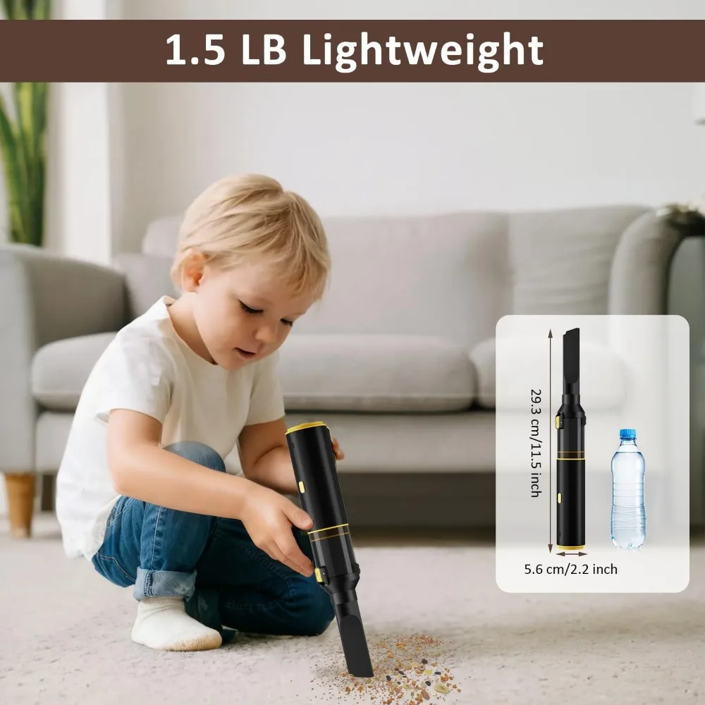 مكنسة كهربائية لاسلكية صغيرة 4 في 1 من كروس، شفط قوي 21 كيلو باسكال، مكنسة كهربائية محمولة للسيارة والمنزل، قابلة لإعادة الشحن من النوع C،