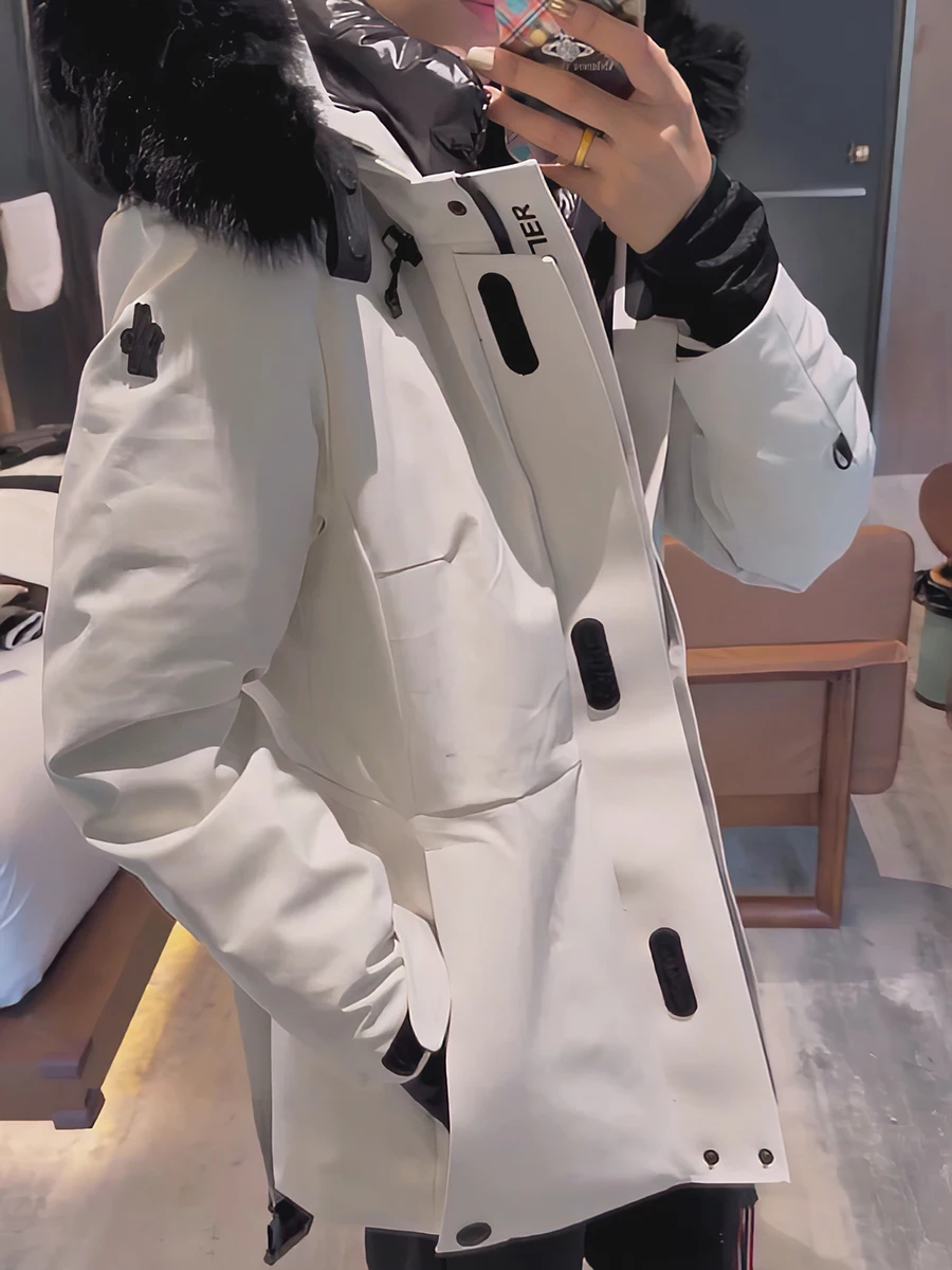 فريد سوبر Sli المرأة أسفل Jaet الشتاء الثلوج التزلج معطف دافئ الخصر مقصوص كبير الفراء طوق فو الفراء معطف مقنع