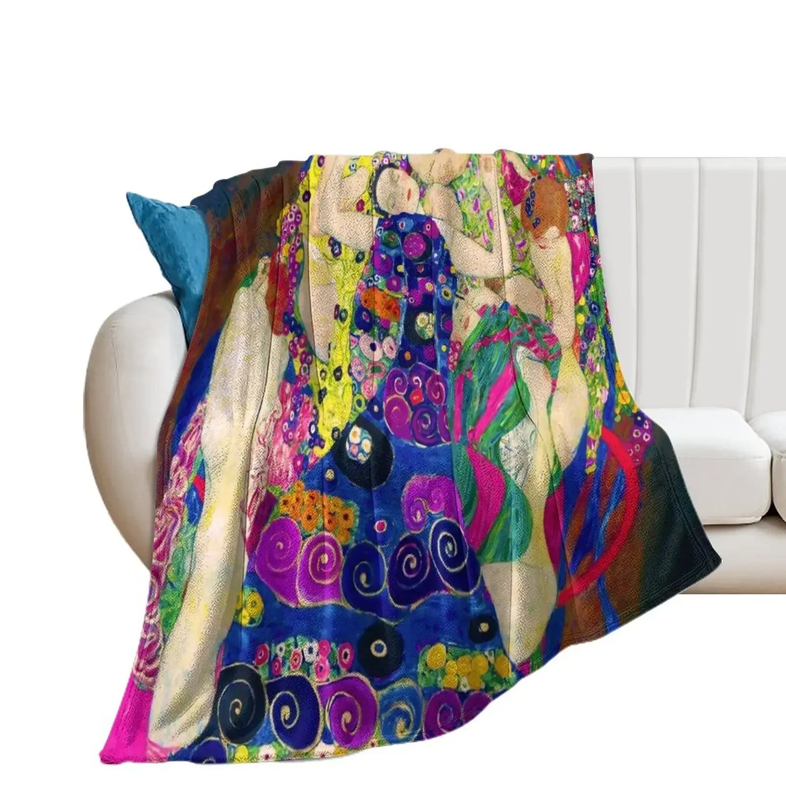 Gustav Klimt Die Jungfrauen (The Virgins) Throw Blanket Luxury Designer Weighted Furry Luxury Blankets