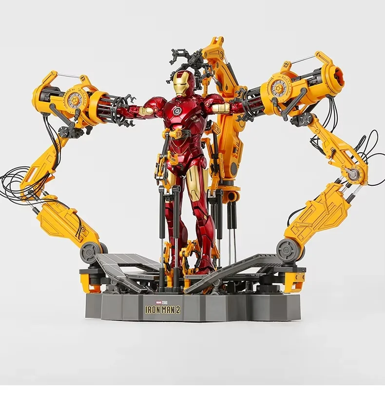 ZD MK6 MK4 Toy Iron Man WITH SUIT-UP GANTRY LED Circular Armor Dismantling Platform Anime Tony Stark Model Action Figure Gifts view 2